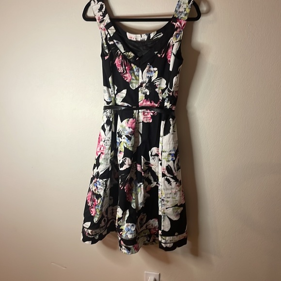 White House Black Market Floral Midi Dress - Black and Pink - Picture 2 of 5